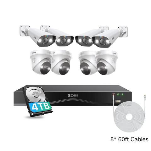 C182/C225 4K 16CH Security Camera System(32CH Expandable) + 4TB Hard Drive