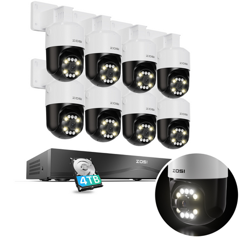 C296B 4K 16 Channel Pan-Tilt Security System(32-Camera Capable) + 4TB Hard Drive