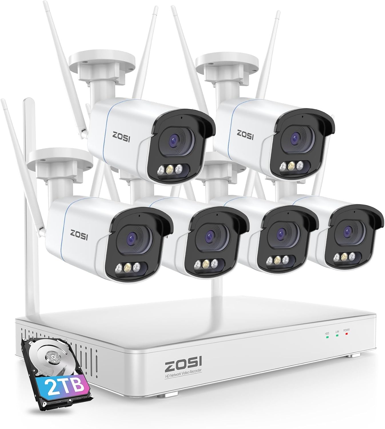 Zosi 84U2-1864W - 8CH 4MP Wireless CCTV Camera System 2TB HDD