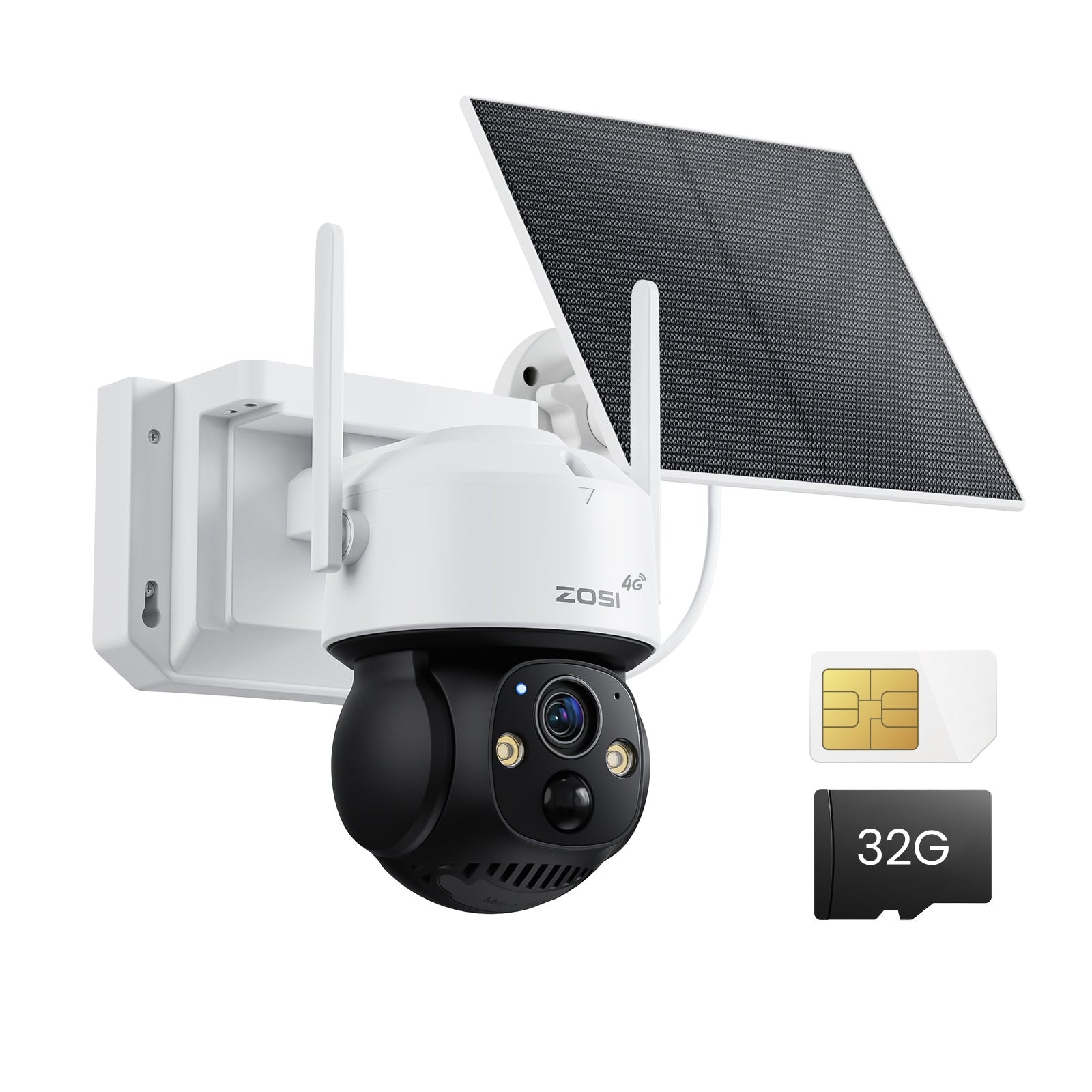 C291 4G LTE 360° View battery solar PT camera SIM card and 32GB