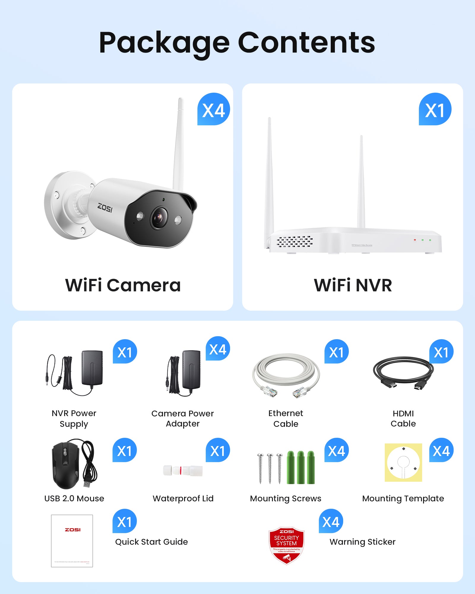 C302 3MP 8CH Wireless WiFi Security Camera System + 64GB/2TB Local