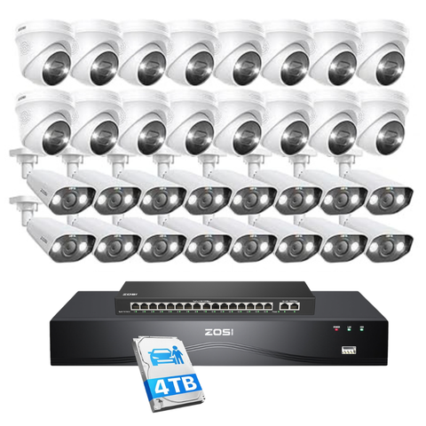 C225/C182 4K 32CH Security System + 2-Bay PoE NVR + 4TB HDD