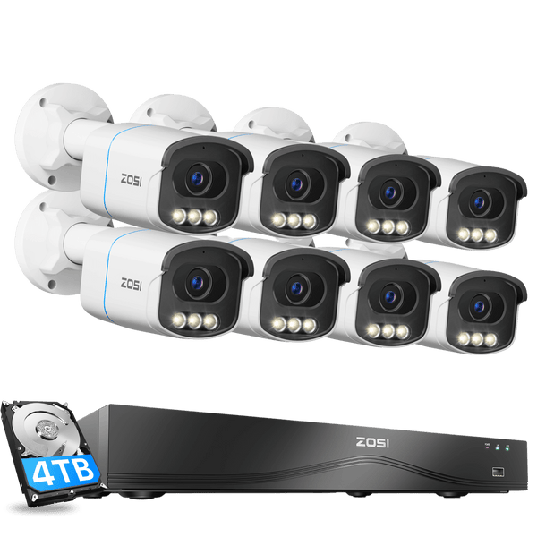 C186A 4K 16CH PoE Security Camera System + Full-Color Night + 4TB HDD