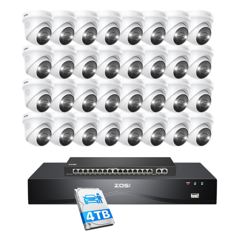 C225 4K 32CH Security System + 2-Bay PoE NVR + 4TB HDD