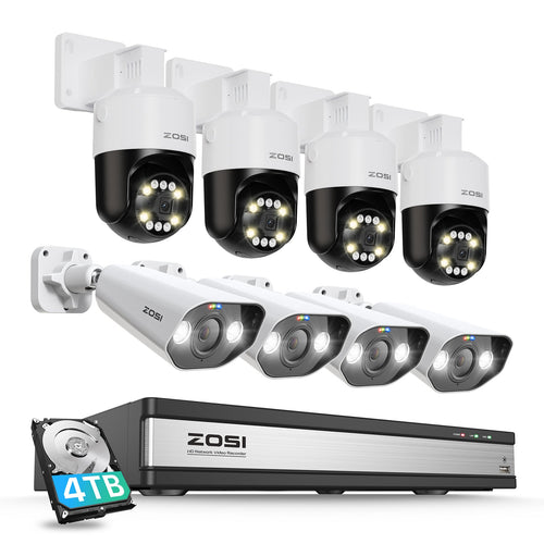 C296/C182 5MP 16CH 8-Cam PoE Security System + 4TB Hard Drive