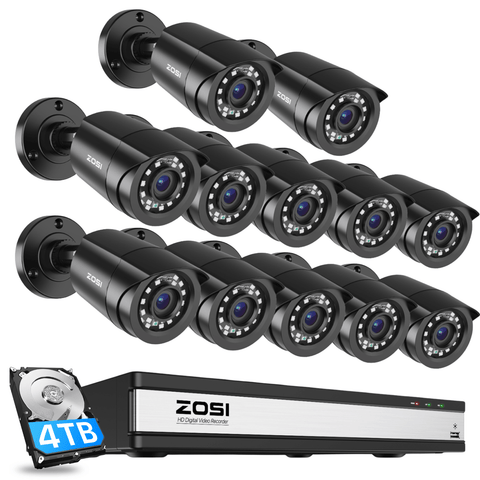 C106 16-Channel 1080P Security Camera System + Up to 16 Cameras + 4TB HDD