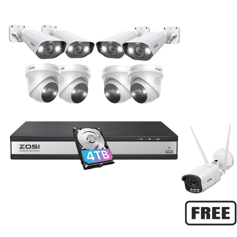 C225 / C182 5MP PoE Security System + 4K 16-Channel NVR + 4TB Hard Drive