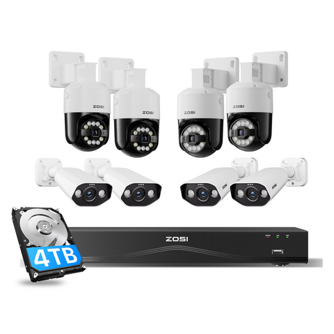 C296 / C182 / C225 4K 16CH Security System(32-Camera Capable) + NVR Support Up To 16TB HDD