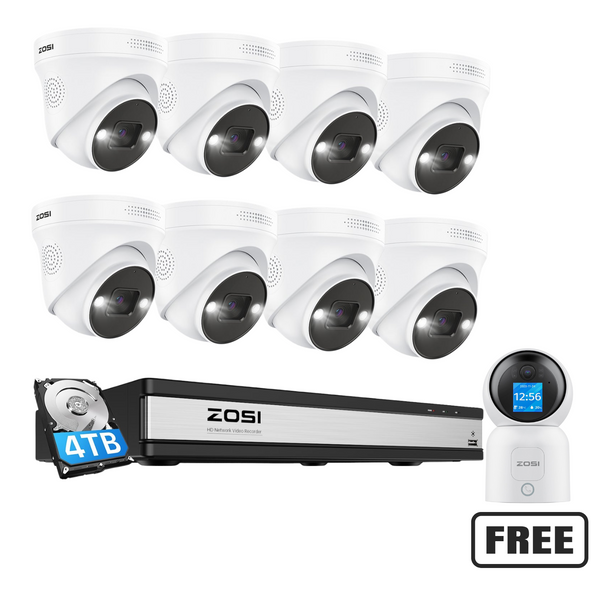 C225 5MP 8-Cam PoE Security System + 4K 16-Channel NVR + 4TB Hard Drive