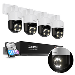 C296B 4K PTZ PoE Security System + Up to 8 Cameras + 2TB Hard Drive