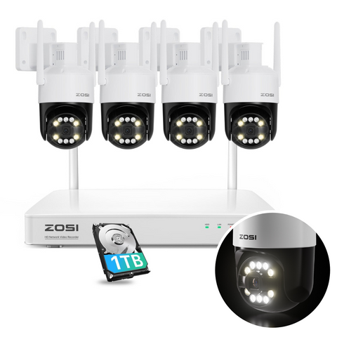 C296B 5MP 8CH Wireless PTZ Security Camera System + 1TB HDD