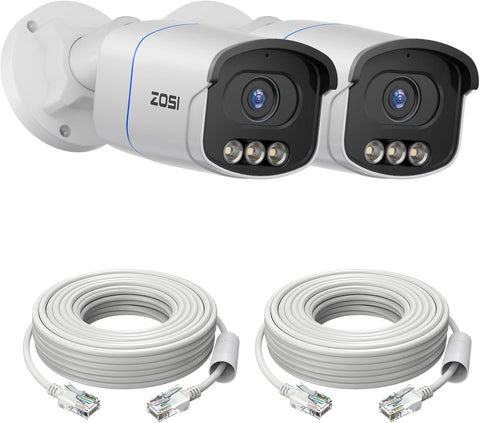 C186A 2pack 4K PoE Camera with Full-Color Night + 60ft Ethernet Cable