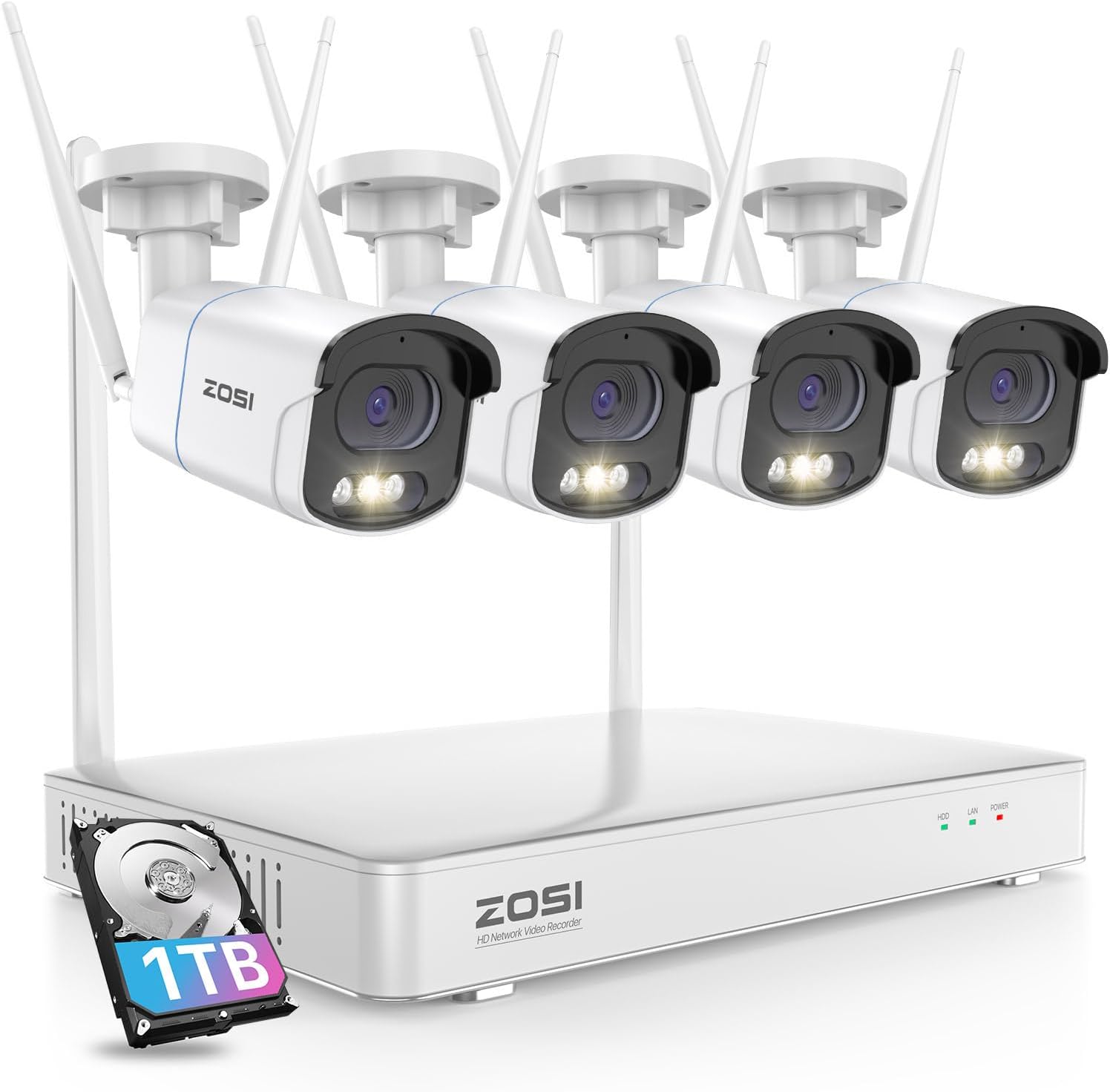 Zosi 84U2-1864W - 8CH 4MP Wireless CCTV Camera System 2TB HDD