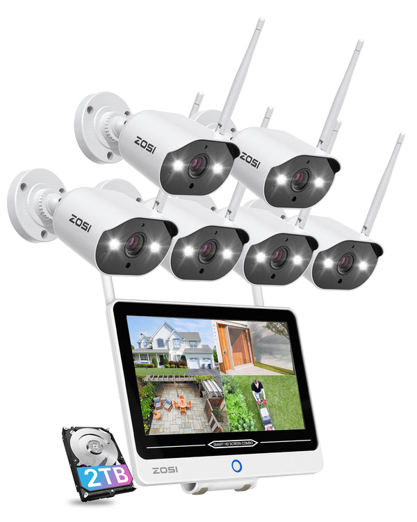 C302 3MP 6-Cam WiFi Security System + 12.5 inch LCD Monitor