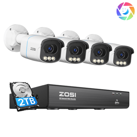 C186 4K Security Camera System + Full-Color Night Camera + 2TB HDD