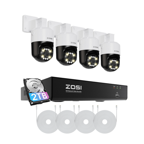 C296B 5MP 8 Channel PoE Security Camera System + 2TB Hard Drive