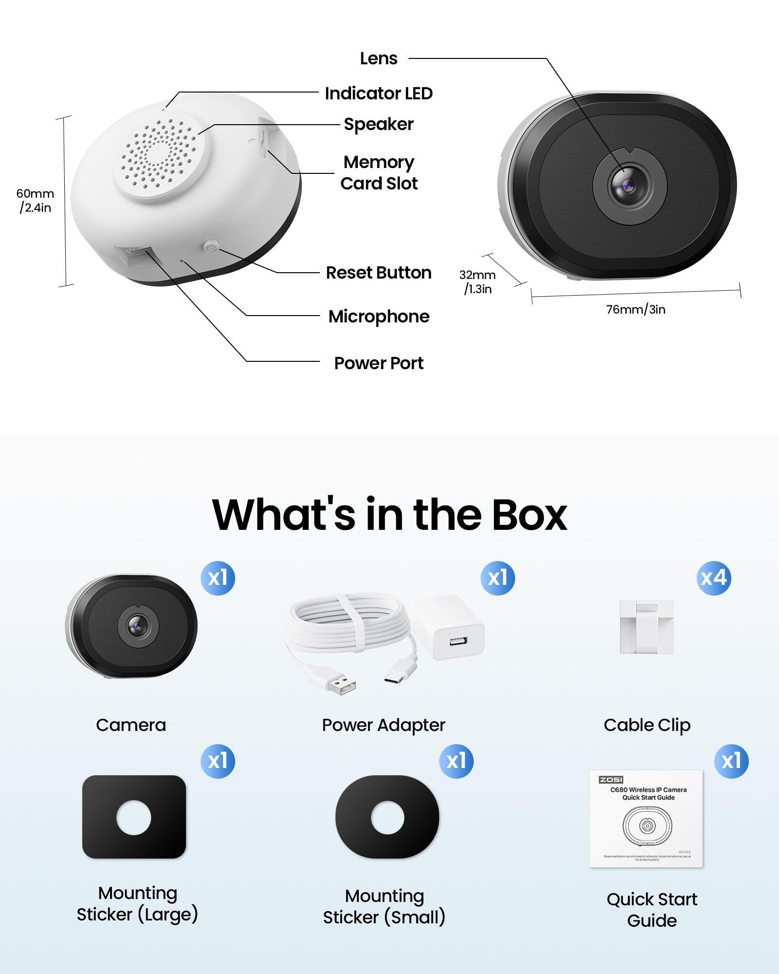 C680 3MP Window Camera with 2.4GHz & 5GHz WiFi - ZOSI EU