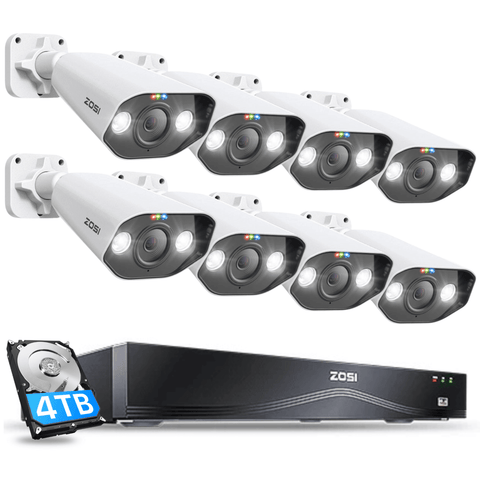C182 4K 16CH PoE Security System + 2-Bay NVR(32-Camera Expandable) + 4TB Hard Drive