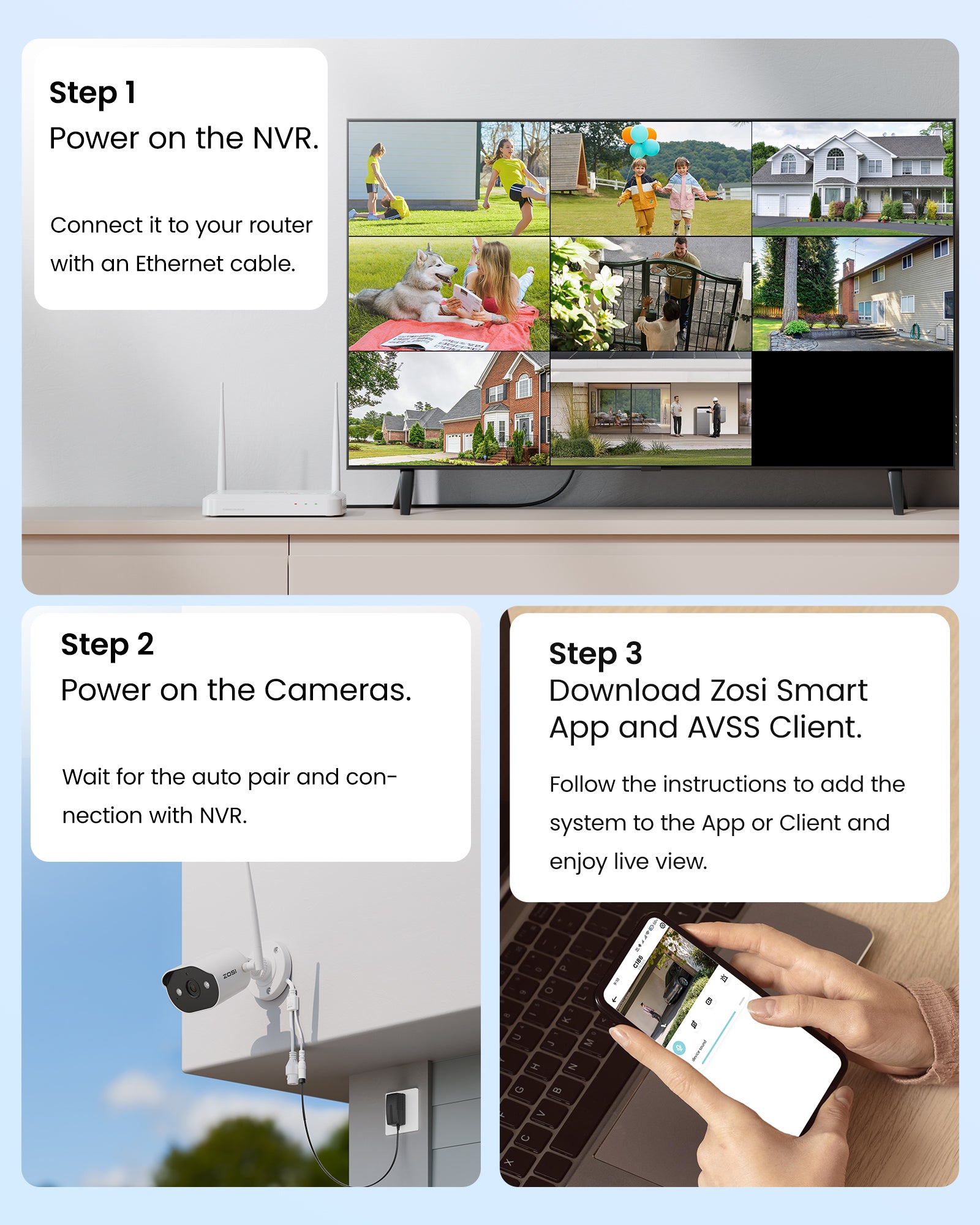 C302 3MP 8CH Wireless WiFi Security Camera System + 64GB/2TB Local