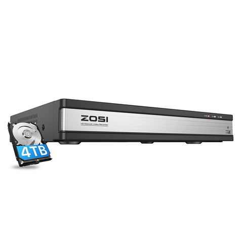 4K 16 Channel Video Recorder NVR + 4TB Hard Drive