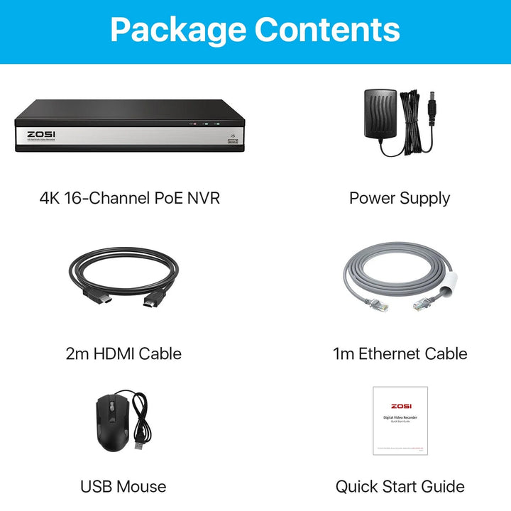 ZOSI 5MP Kit videosorveglianza PoE, 16CH 4K NVR con 4TB HDD, 8x 5MP Telecamera PoE, AI Rilevamento di Persone e Veicoli, Audio Bidirezionale, Visione Notturna a Colori, C225 ZOSI 5MP Kit videosorveglianza PoE, 16CH 4K NVR con 4TB HDD, 8x 5MP Telecamera PoE, AI Rilevamento di Persone e Veicoli, Audio Bidirezionale, Visione Notturna a Colori, C225